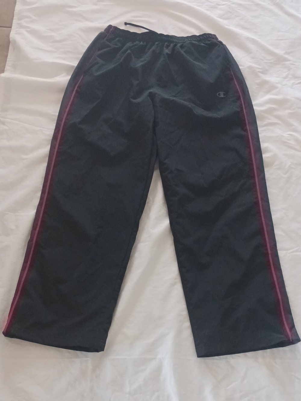 Champion Black Joggers with Red And Gray Side Stripes